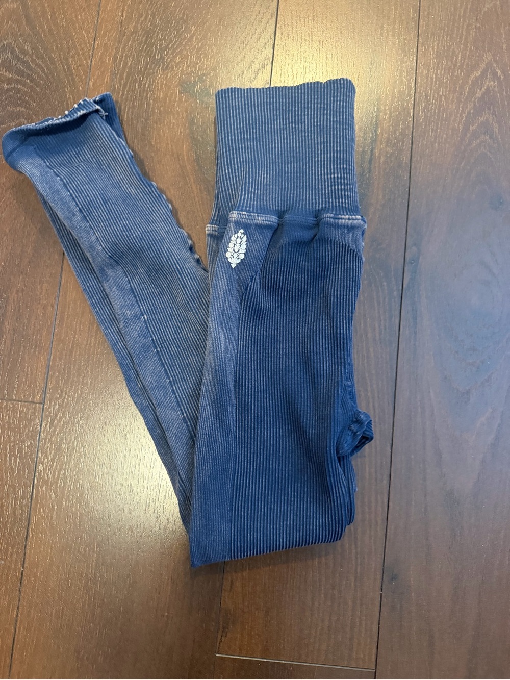 FP Movement Good Karma Leggings Washed Blue Ribbed High Rise XS/S Free People
